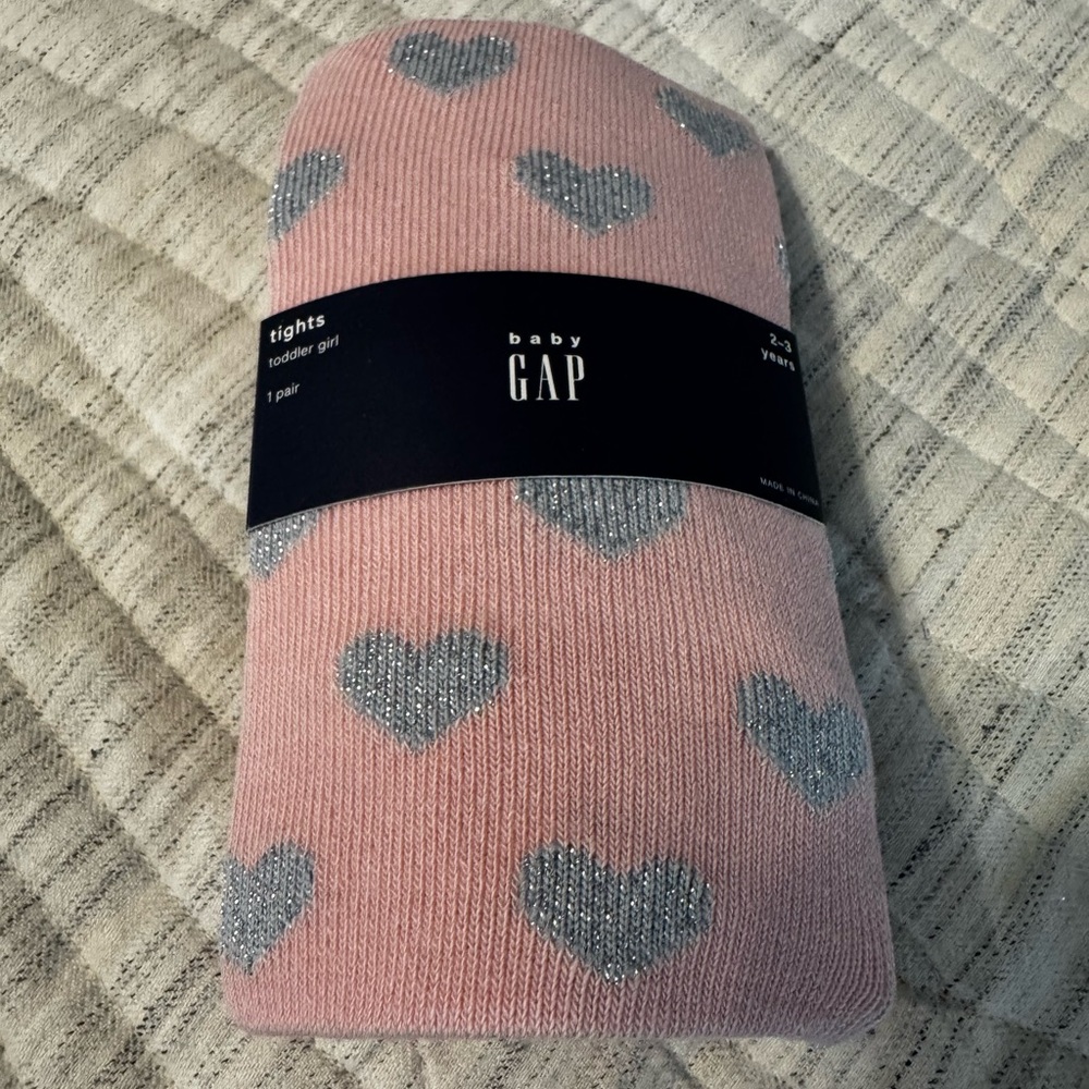 Gap baby glittering heart tights 2-3 years New